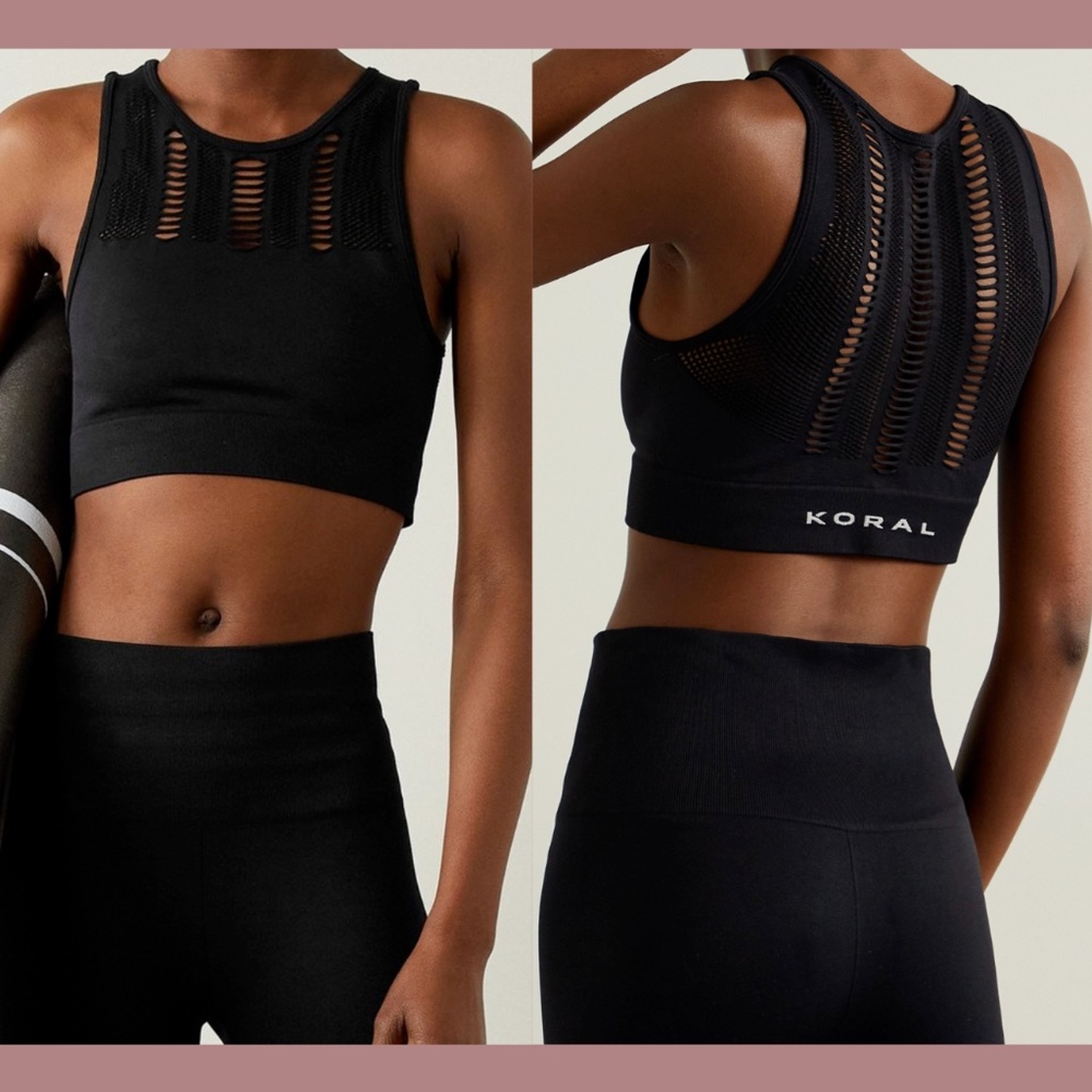 NWT $95 Koral [ Medium‎ ] Activewear Nada Seamless Bra In Black